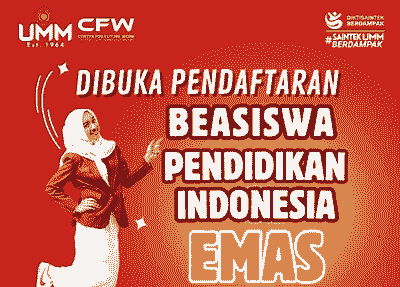 Beasiswa Pendidikan Indonesia Emas Kuliah D3/D4/S1 di Universitas Muhammadiyah Malang (UMM) untuk Lulusan SMA/Sederajat