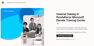 Tampilan Awal Pendaftaran Microsoft Elevate Training Center
