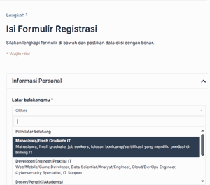 Isi Formulir Registrasi Microsoft Elevate Training Center