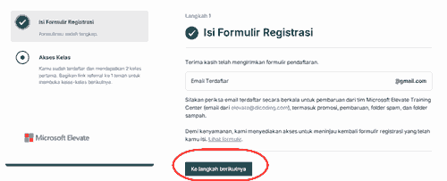 Isi Formulir Registrasi Berhasil