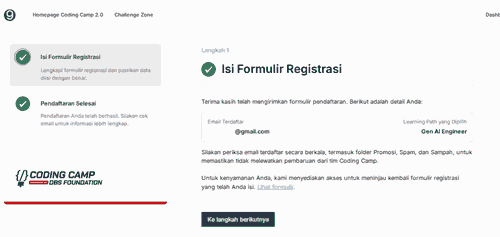Tampilan Isi Formulir Registrasi