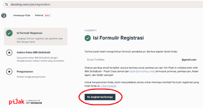 Isi Formulir Registrasi Berhasil