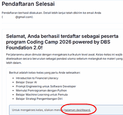 Pendaftaran Selesai